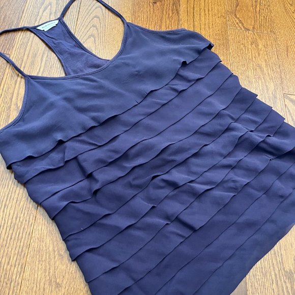 CLUB MONACO 100% Silk Purple Tiered Ruffle Top Size Small - Picture 4 of 4